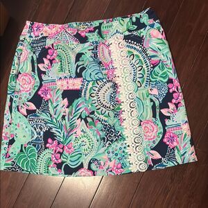 Lilly Pulitzer Green and Pink A-line Mini Skirt NEW Pockets Luxletic Size 6